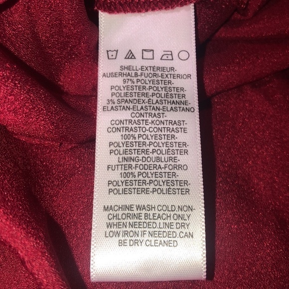 Dress The Population Corey Cap Sleeve V-Neck Chiffon Lace Dress Garnet XXS - Picture 12 of 13